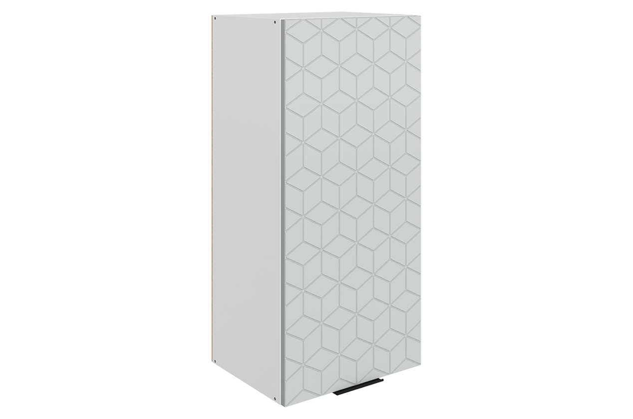 Стоун Шкаф навесной L400 Н900 (1 дв. гл.) с фрезеровкой (белый/лайт грей софттач)