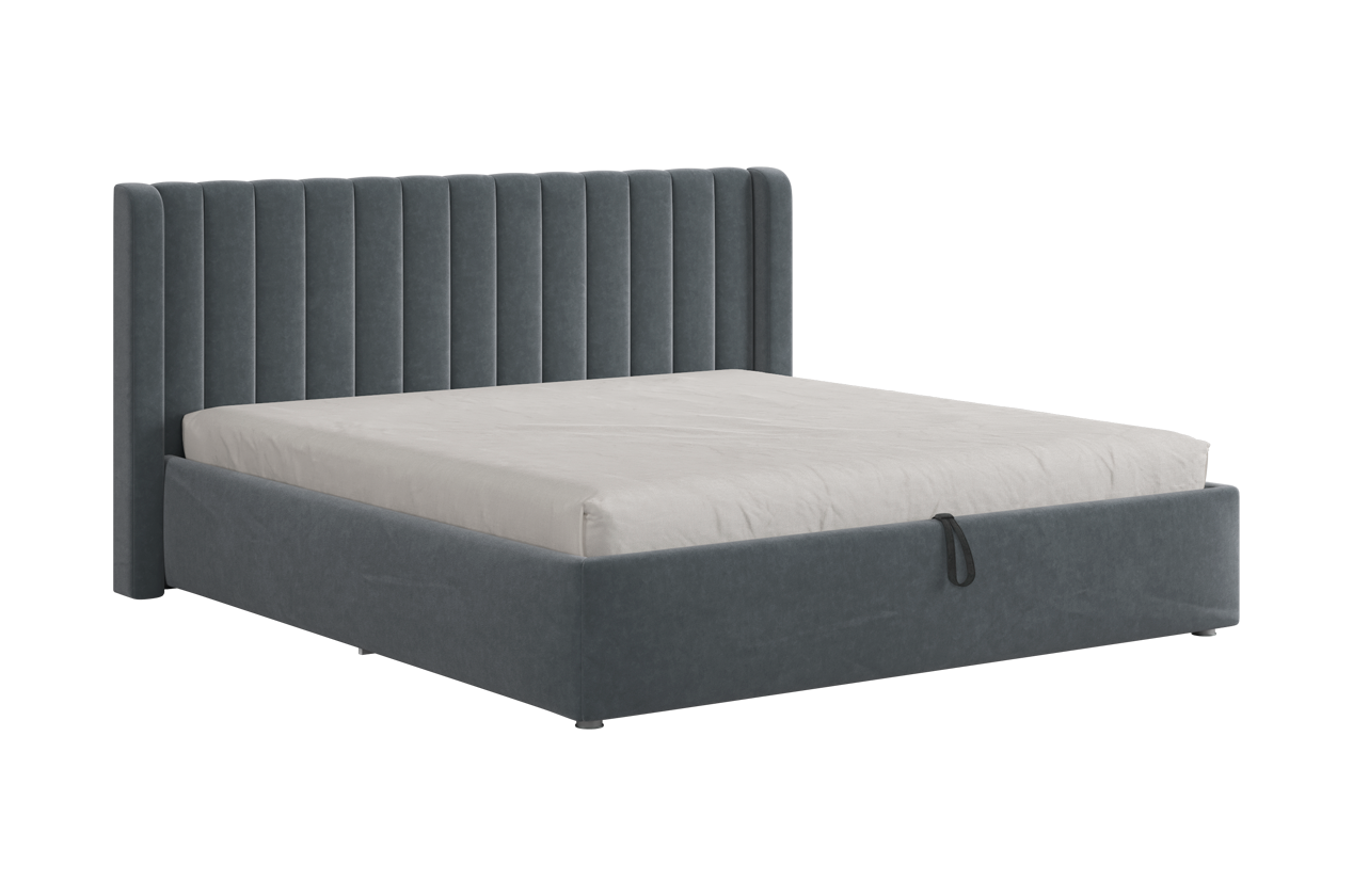 Кровать с подъемным механизмом Ева 180х200 см (графит (велюр))