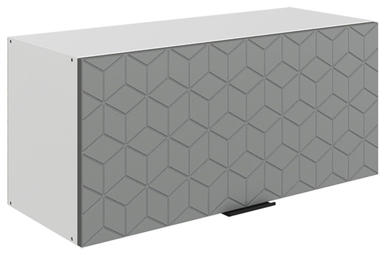 Стоун Шкаф навесной L800 Н360 (1 дв. гл.) с фрезеровкой (белый/оникс софттач)
