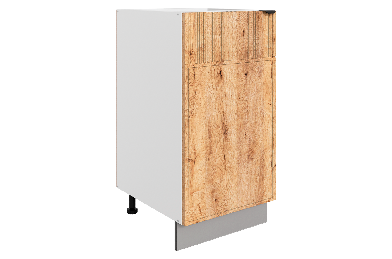 Бариста Шкаф рабочий L400 (1 дв. гл.) (левый) (белый/дуб европейский матовый)