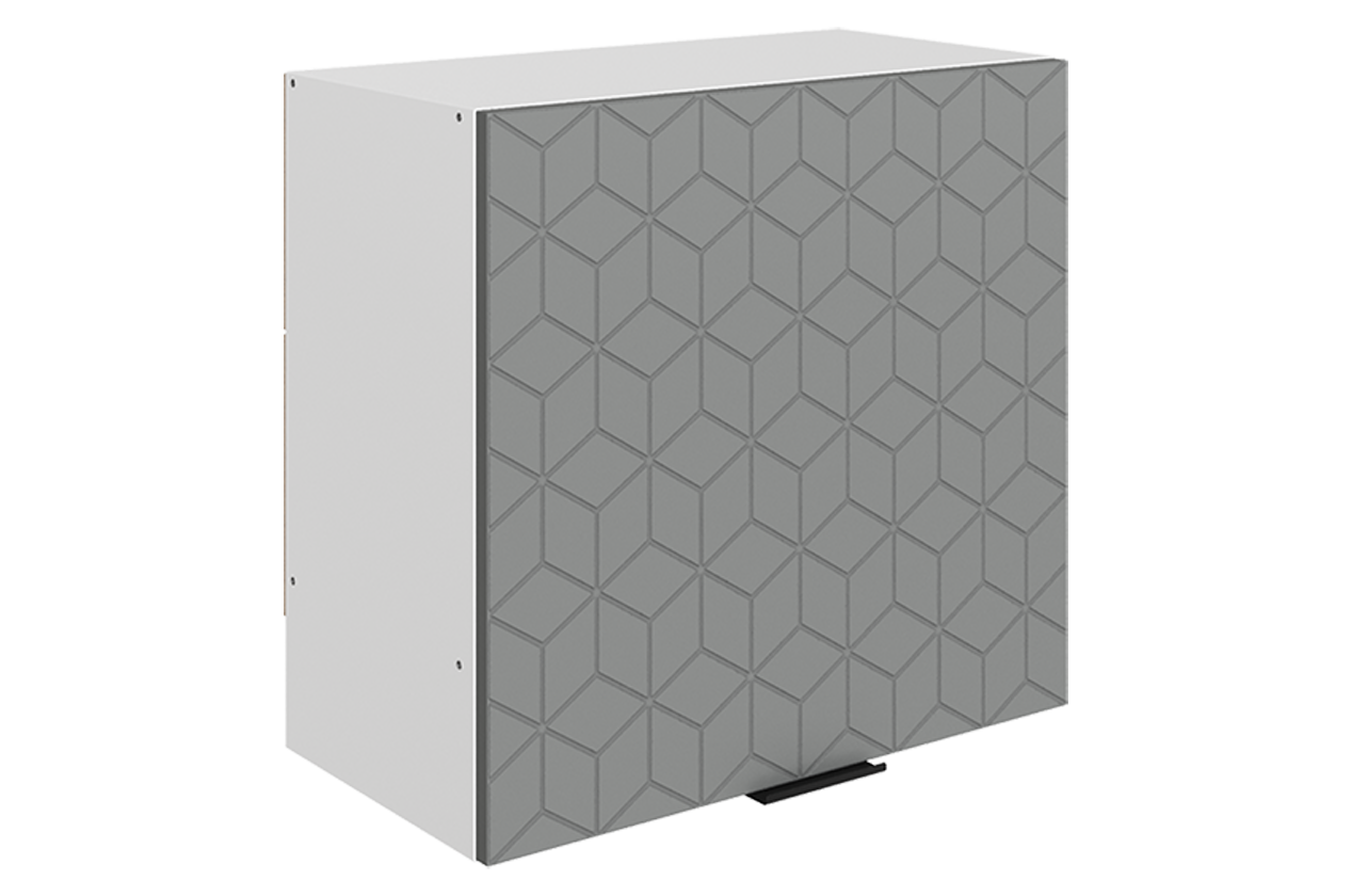 Стоун Шкаф навесной под вытяжку L600 Н566 (1 дв. гл.) с фрезеровкой (белый/оникс софттач)