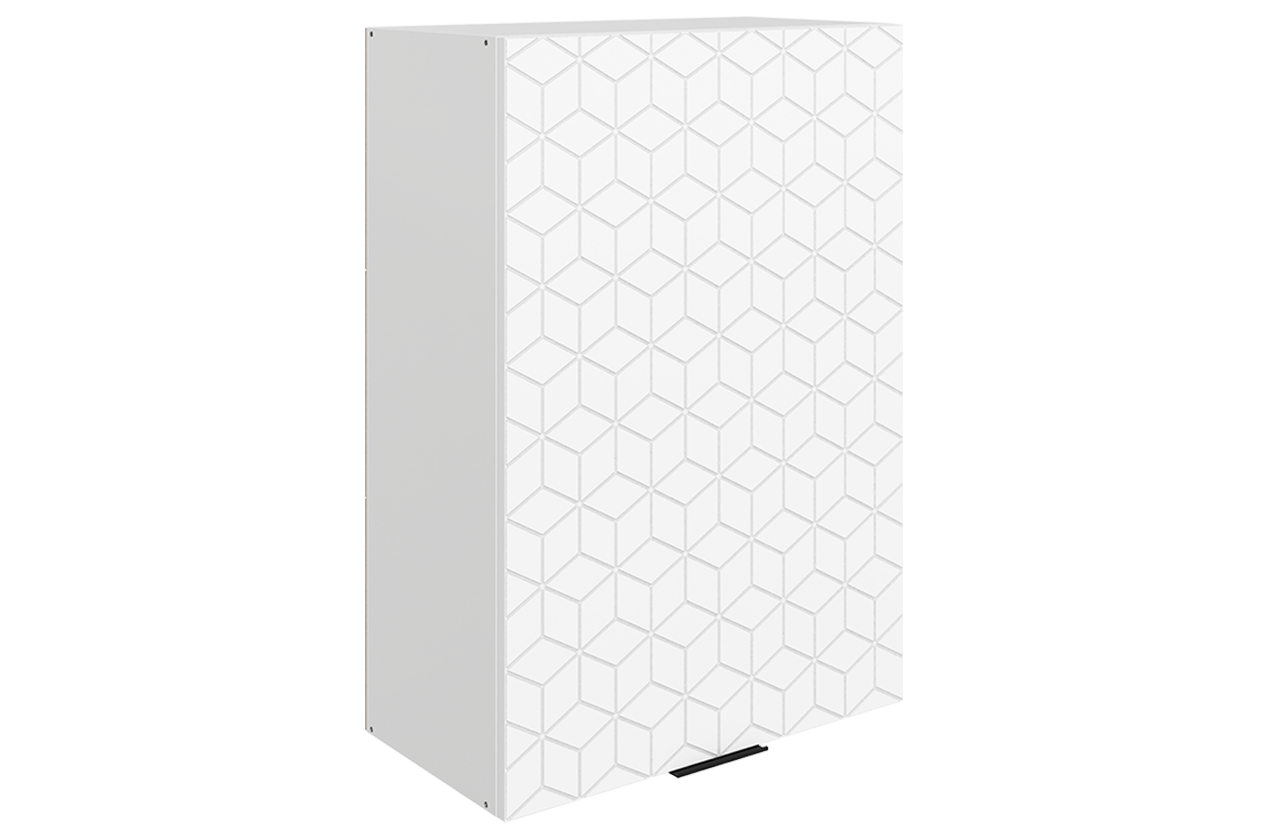 Стоун Шкаф навесной L600 Н900 (1 дв. гл.) с фрезеровкой (белый/джелато софттач)