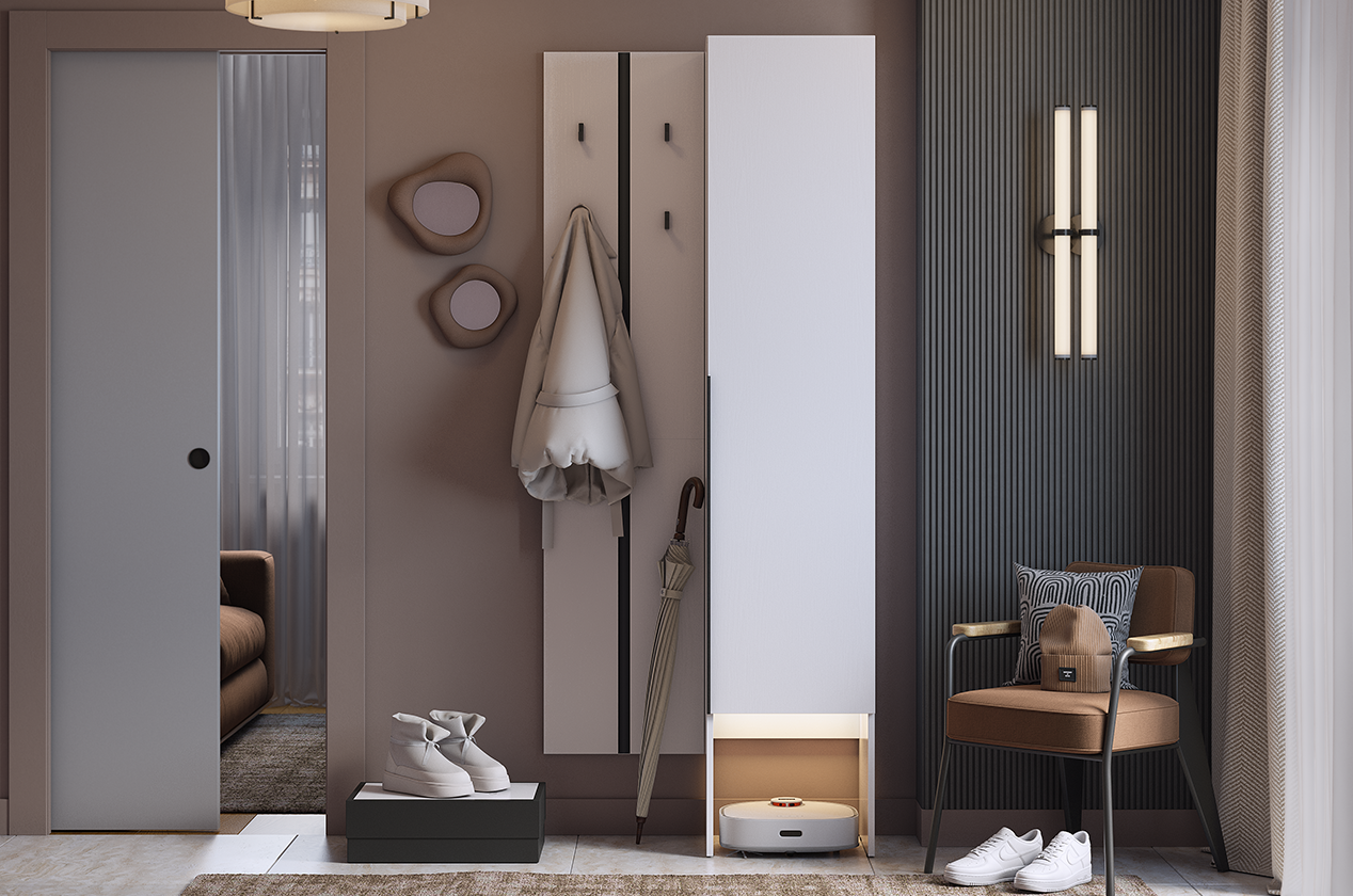 Прихожая "Мебельсон К24" (800х350х1950) (белое дерево)