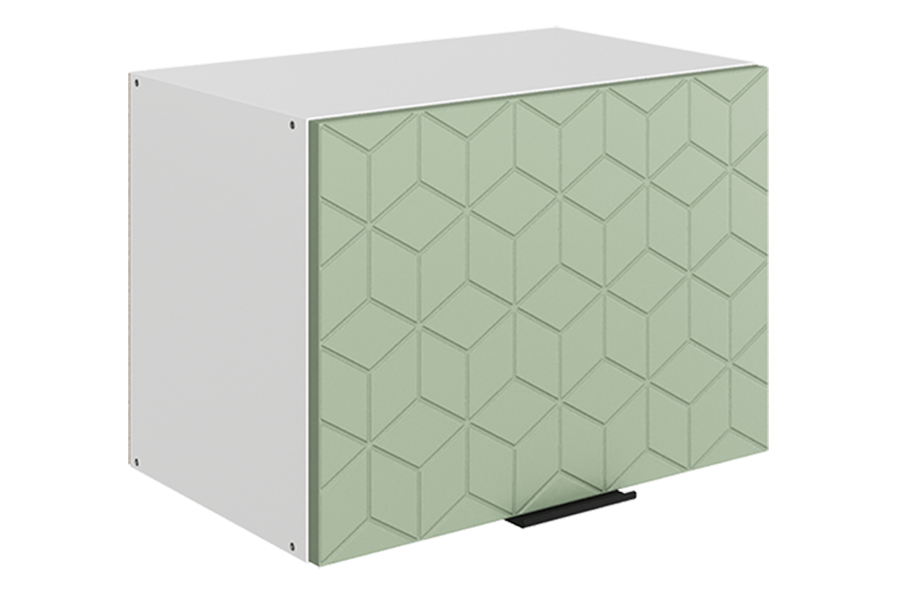Стоун Шкаф навесной L500 Н360 (1 дв. гл.) с фрезеровкой (белый/полынь софттач)