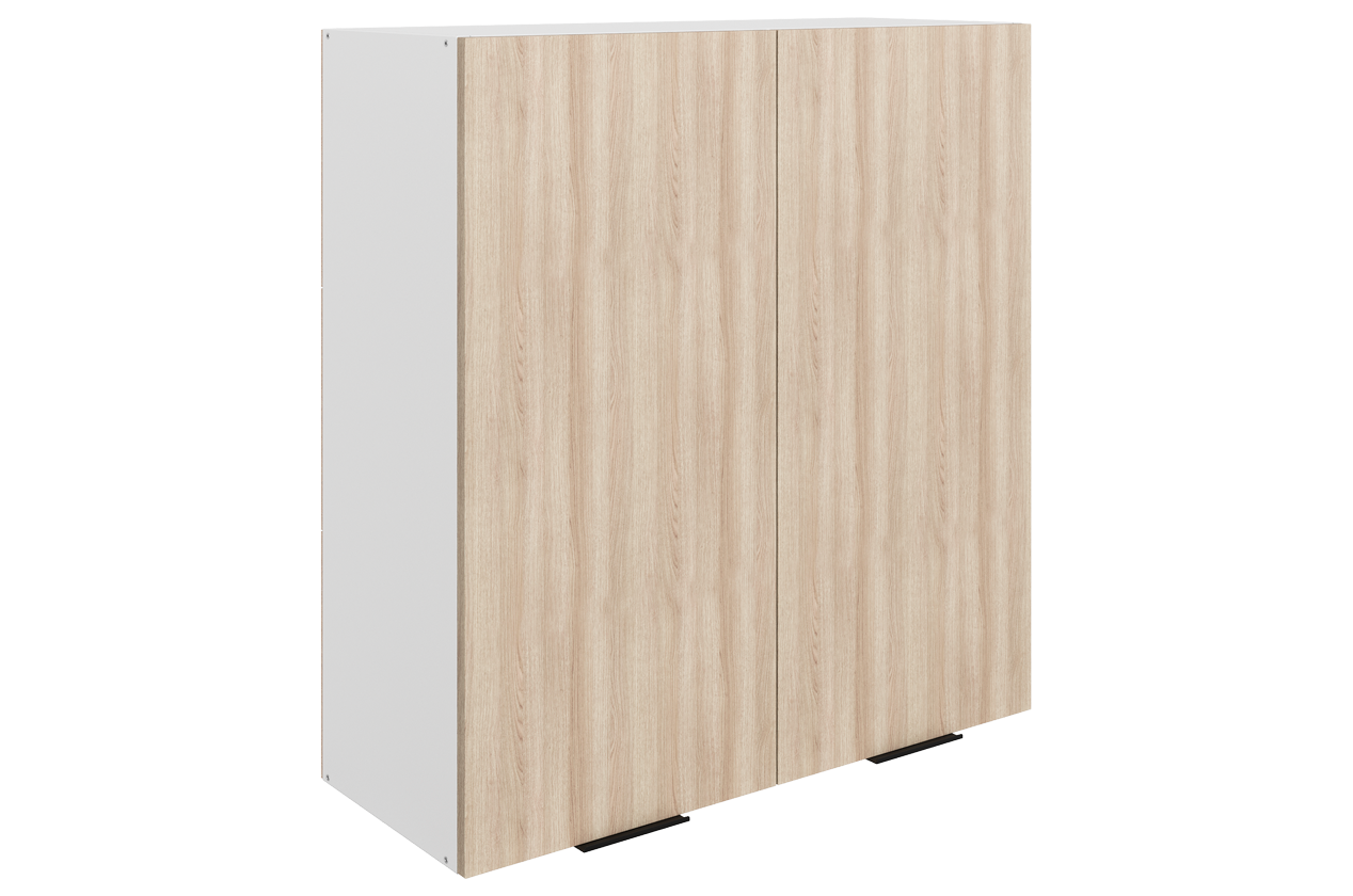 Стоун Шкаф навесной L800 Н900 (2 дв. гл.) (белый/кешью матовый)