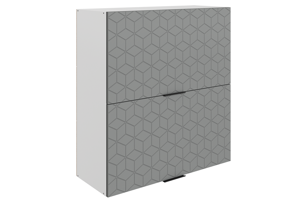 Стоун Шкаф навесной L800 Н900 (2 дв. гл. гориз.) с фрезеровкой (белый/оникс софттач)