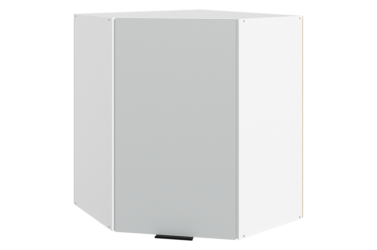 Стоун Шкаф навесной угл. L600x600 Н720 (1 дв. гл.) (белый/лайт грей софттач)