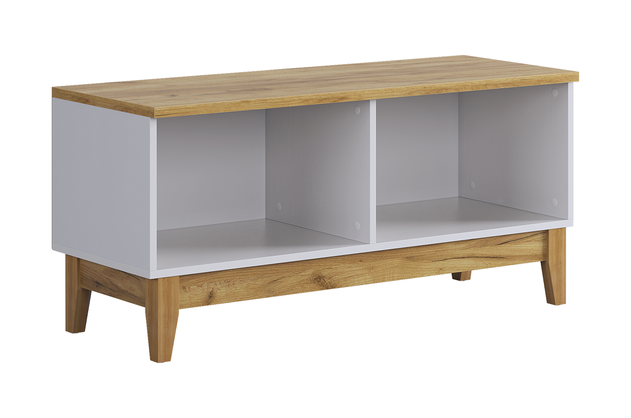 Тумба Хюгге (белое дерево/дуб крафт золотой/белый матовый)