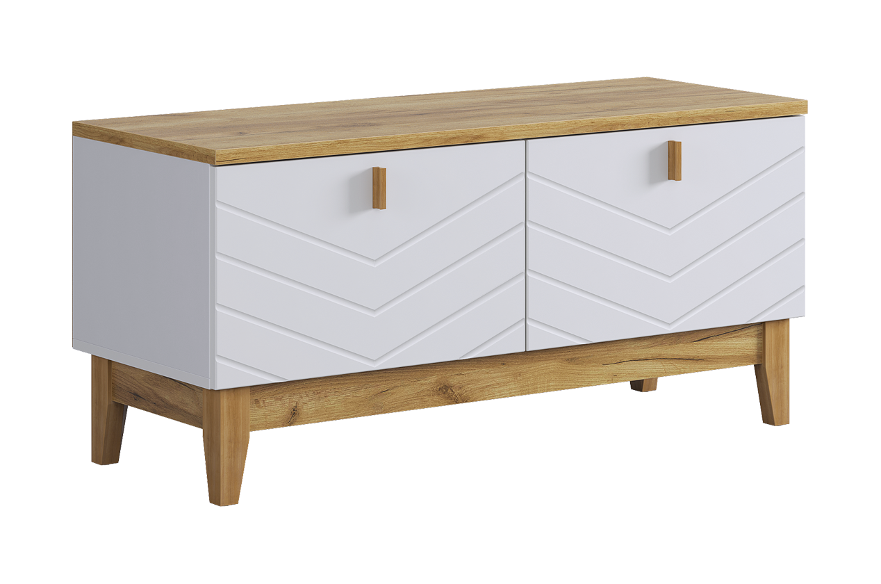 Тумба Хюгге (белое дерево/дуб крафт золотой/белый матовый)