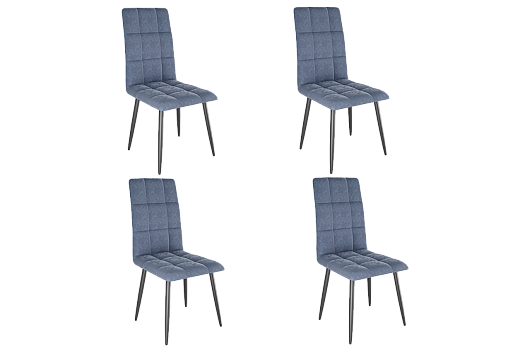 Набор стульев Турин 2 (4 шт.) (индиго (велюр)/черный)