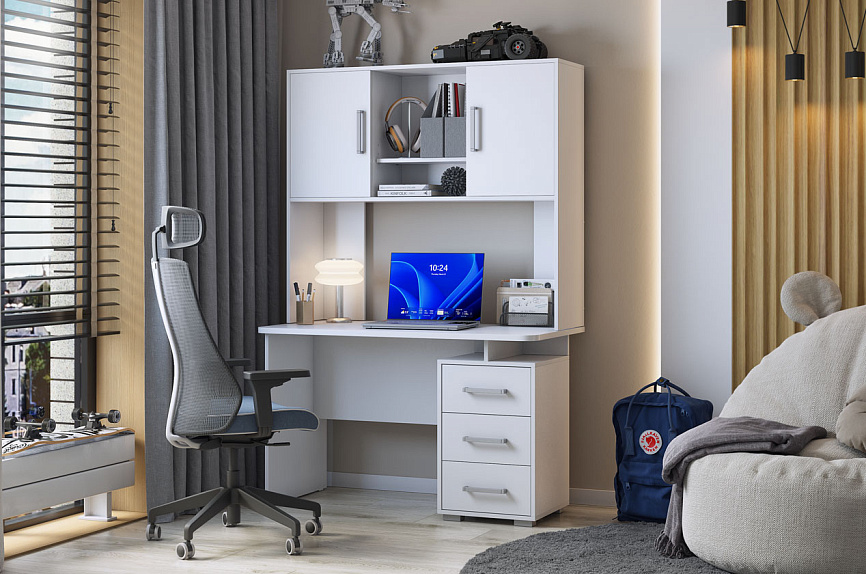 Стол компьютерный Лайт К5 (белый/белый)