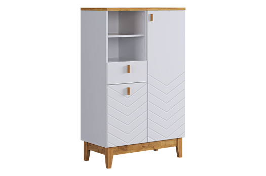 Комод 2 Хюгге (белое дерево/дуб крафт золотой/белый матовый)