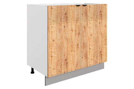 Бариста Шкаф рабочий L800 (2 дв. гл.) (белый/дуб европейский матовый)