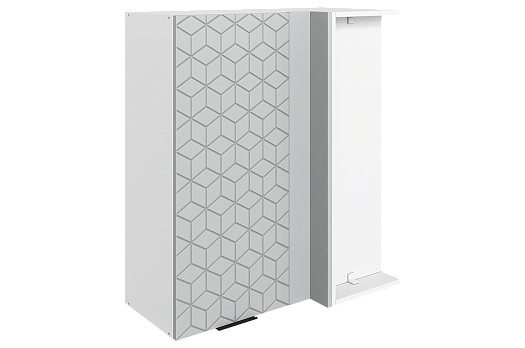Стоун Шкаф навесной угл. L800x400 Н900 (1 дв. гл.) с фрезеровкой (белый/лайт грей софттач)