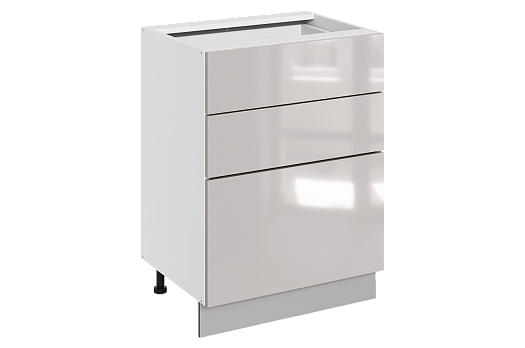 Кристи Шкаф рабочий L600 Старт (3 ящ.) (эмаль) (белый/дымчатый глянец)