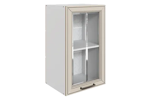 Атланта Шкаф навесной L400 Н720 (1 дв. рам.) (эмаль) (белый/сливки патина платина)