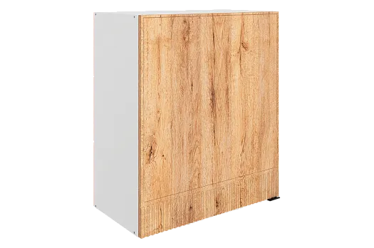 Бариста Шкаф навесной L600 Н720 (1 дв. гл.) (левый) (белый/дуб европейский матовый)