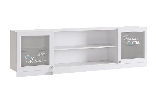 Гламур Секция навесная (белый/белый глянец)