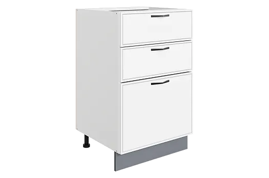 Монако Шкаф рабочий L500 Старт (3 ящ.) (белый/милк матовый)