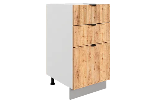 Бариста Шкаф рабочий L400 Старт (3 ящ.) (белый/дуб европейский матовый)