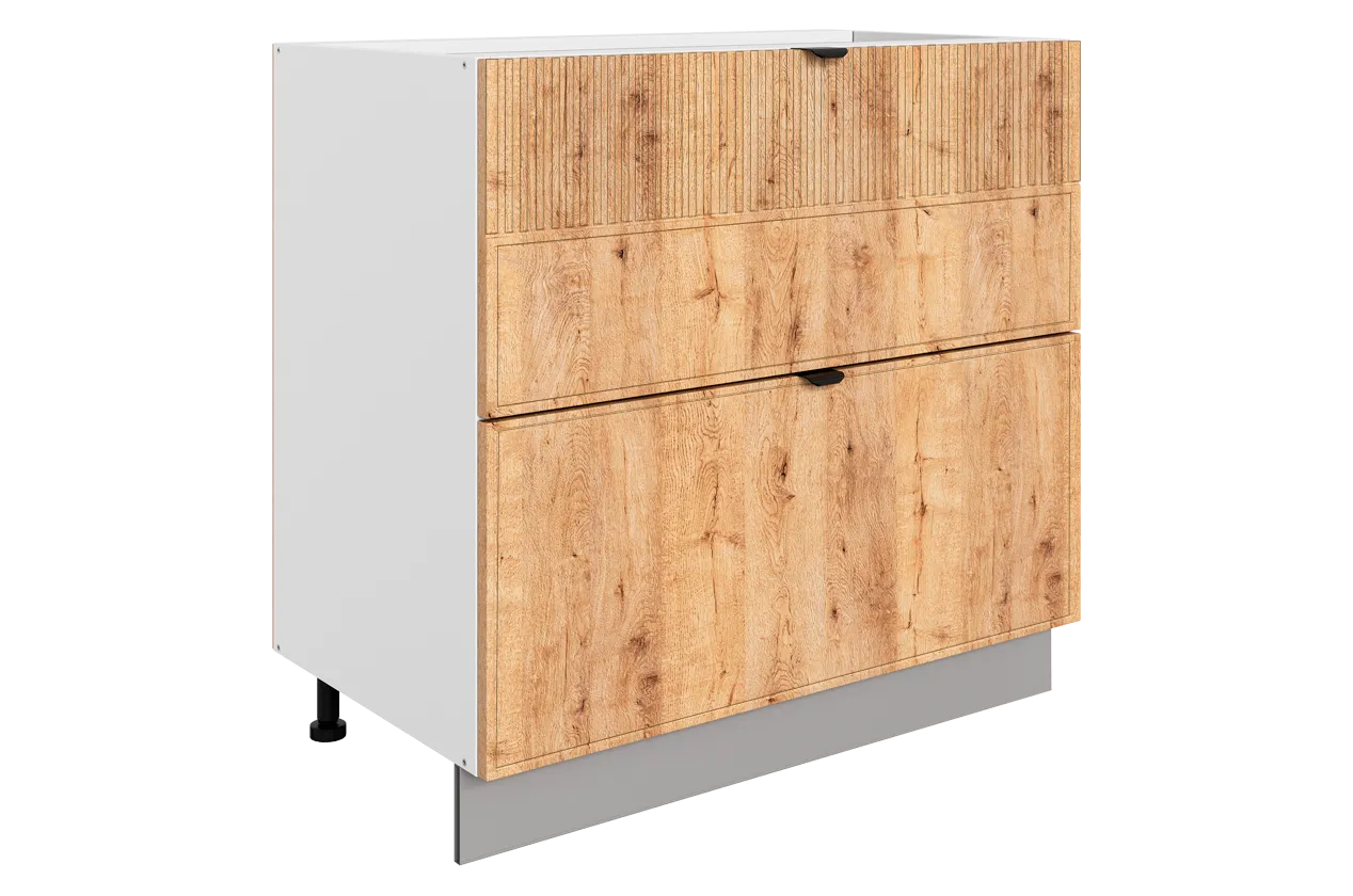 Бариста Шкаф рабочий L800 Старт (2 ящ.) (белый/дуб европейский матовый)