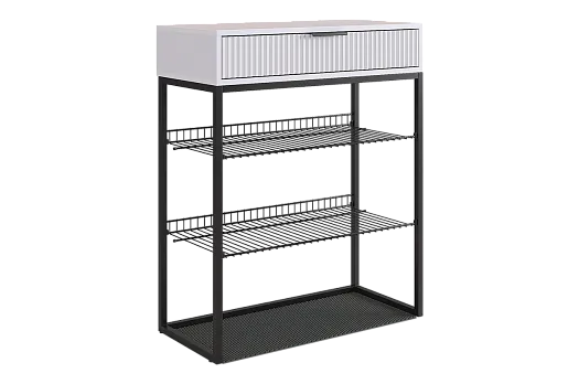 Обувница Вельвет (белое дерево/белый матовый/черный муар)