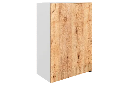 Бариста Шкаф навесной L600 Н900 (1 дв. гл.) (левый) (белый/дуб европейский матовый)