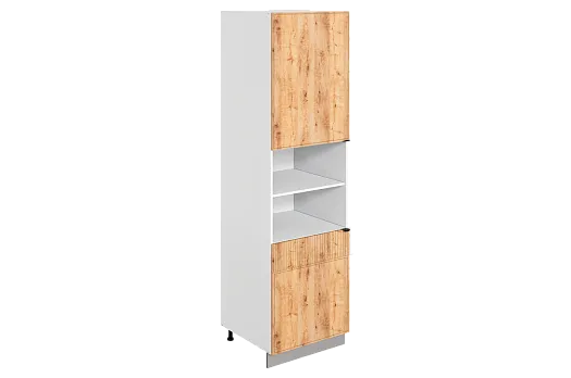 Бариста Шкаф-пенал L600 Н2321 (2 дв. гл.) (левый) (белый/дуб европейский матовый)