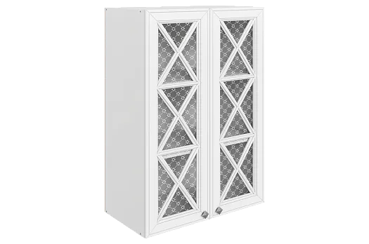 Мишель Шкаф навесной L600 H900 (2 дв. крест.) (эмаль) (белый/белый)