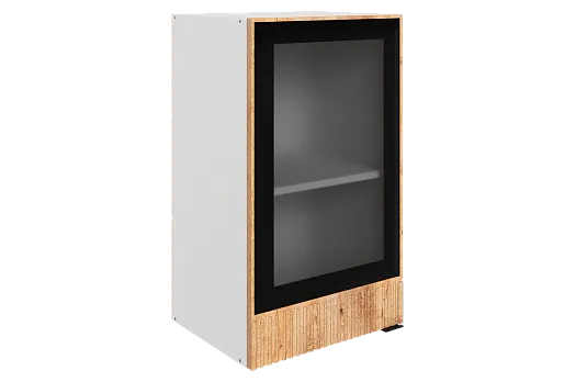 Бариста Шкаф навесной L400 Н720 (1 дв. рам.) (левый) (белый/дуб европейский матовый)