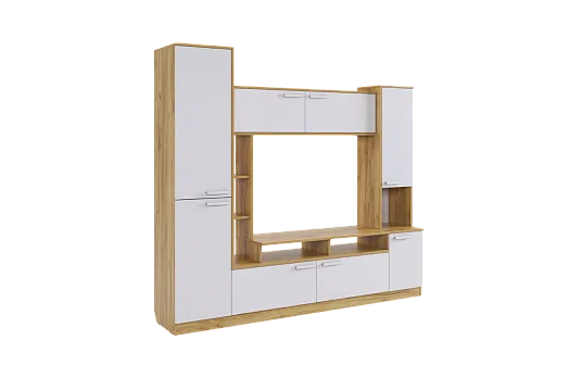 Мини-стенка Токио (дуб крафт золотой/белое дерево)