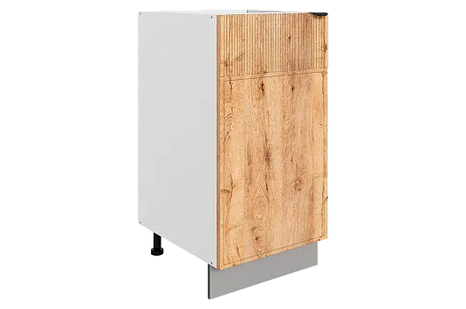 Бариста Шкаф рабочий L400 (1 дв. гл.) (левый) (белый/дуб европейский матовый)