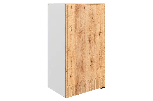 Бариста Шкаф навесной L450 Н900 (1 дв. гл.) (левый) (белый/дуб европейский матовый)