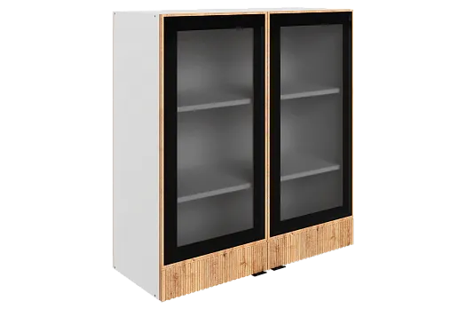 Бариста Шкаф навесной L800 Н900 (2 дв. рам.) (белый/дуб европейский матовый)