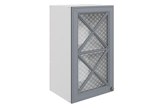 Мишель Шкаф навесной L400 Н720 (1 дв. крест.) (эмаль) (белый/серый)