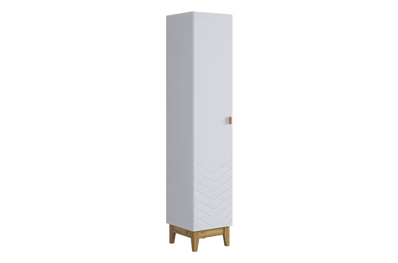 Шкаф однодверный Хюгге (левый) (белое дерево/дуб крафт золотой/белый матовый)