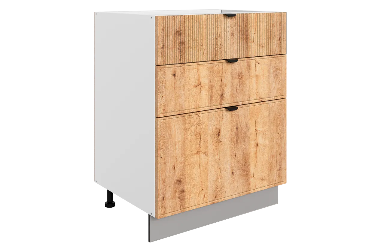 Бариста Шкаф рабочий L600 Старт (3 ящ.) (белый/дуб европейский матовый)