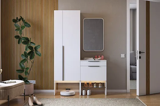 Прихожая "Баско К8" (белое дерево/черный)