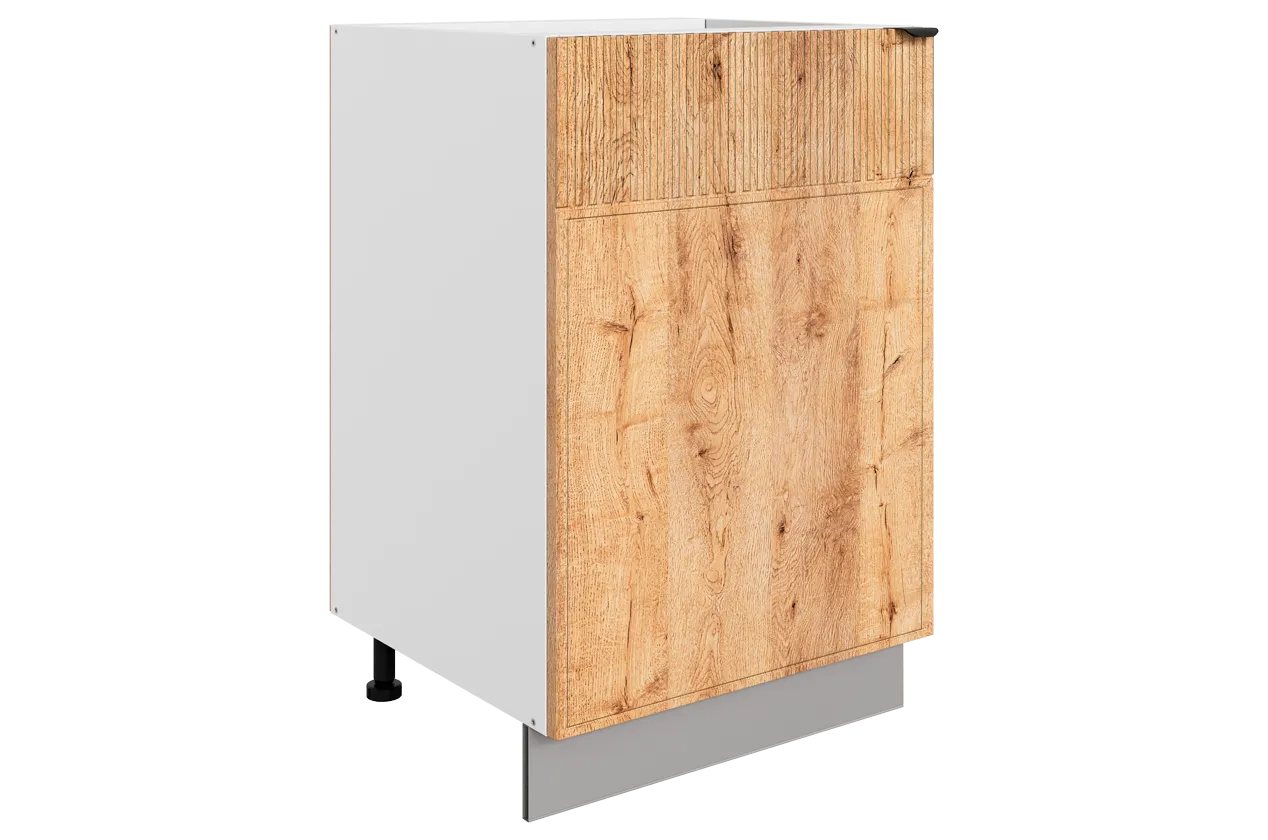 Бариста Шкаф рабочий L500 (1 дв. гл.) (левый) (белый/дуб европейский матовый)