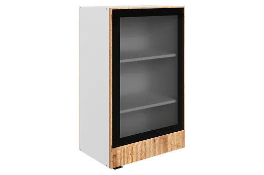 Бариста Шкаф навесной L500 Н900 (1 дв. рам.) (правый) (белый/дуб европейский матовый)