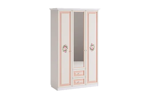 Алиса Шкаф 3-створчатый с ящиками (белый/крем)