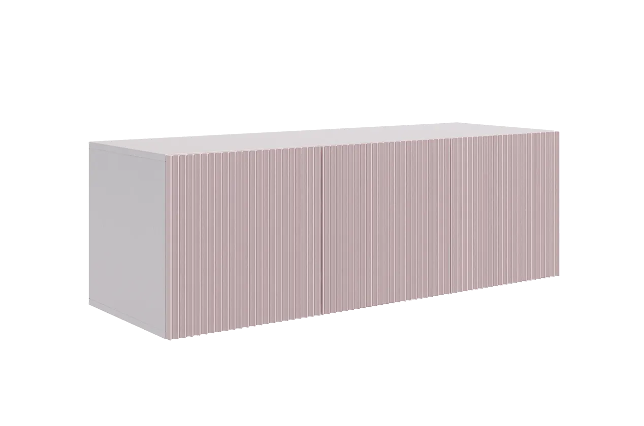 Зефир Антресоль трехдверная 119.01 (белое дерево/пудра розовая (эмаль))