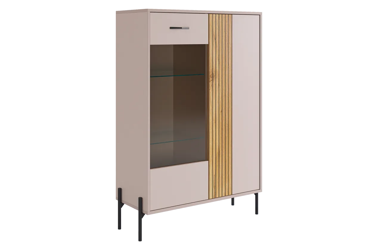 Доминика Комод (со стеклом) (кашемир/дуб крафт золотой)