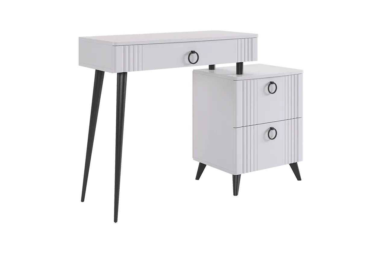 Ева Туалетный столик (без зеркала) (белое дерево/белый матовый)