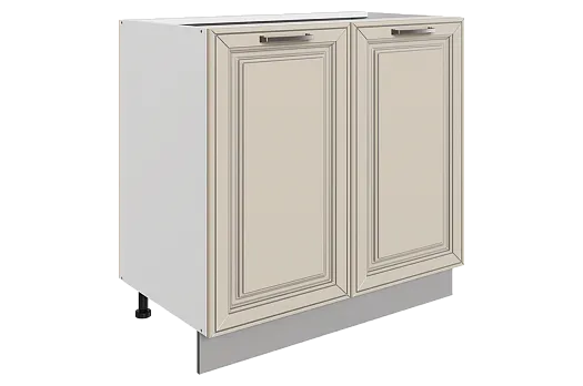 Атланта Шкаф рабочий L800 (2 дв. гл.) (эмаль) (белый/сливки патина платина)