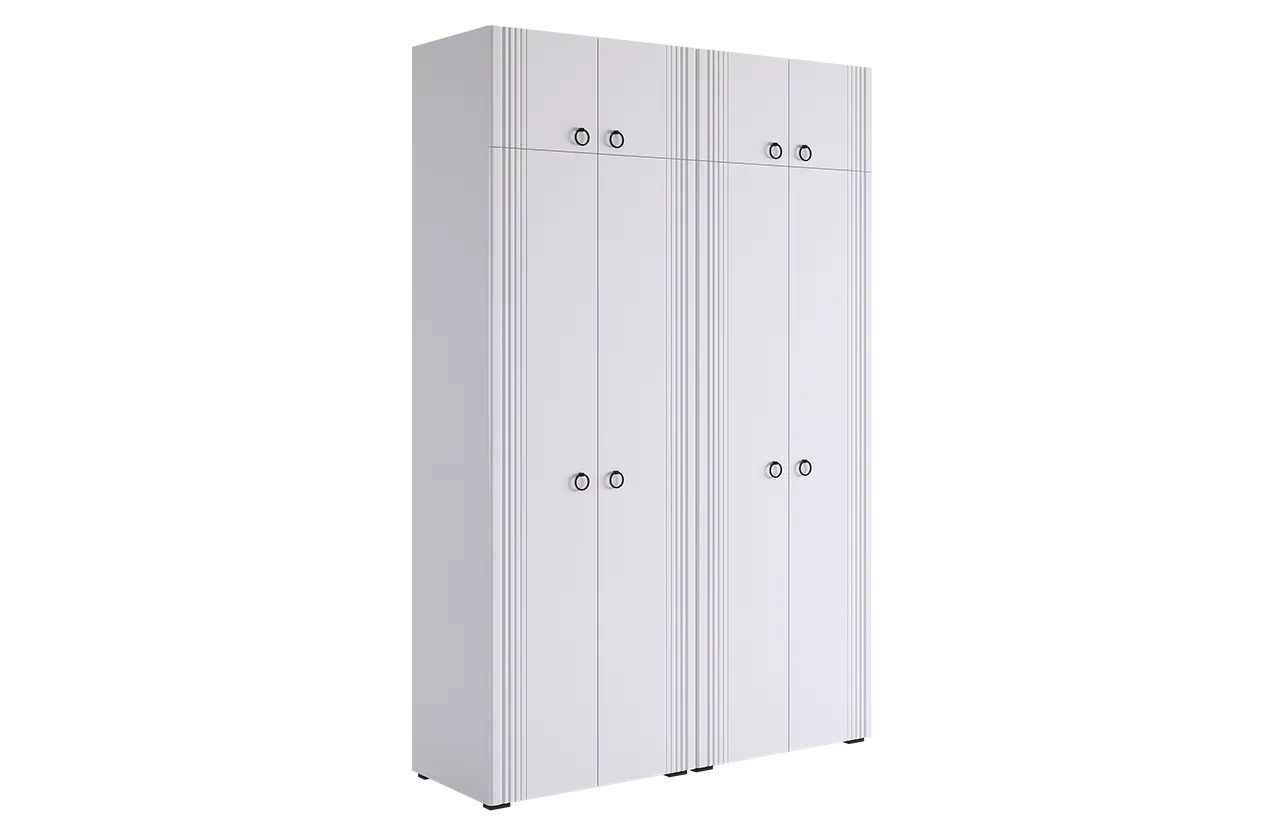 Шкаф четырехдверный "Ева К2" (белое дерево/белый матовый)