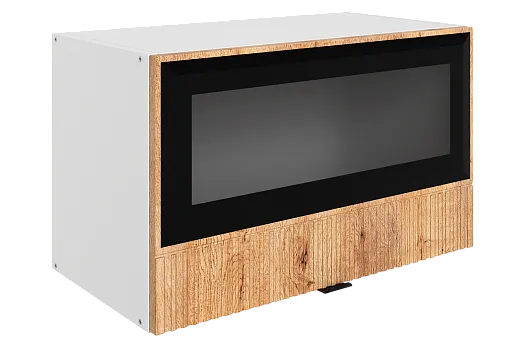 Бариста Шкаф навесной L600 Н360 (1 дв. рам.) (белый/дуб европейский матовый)