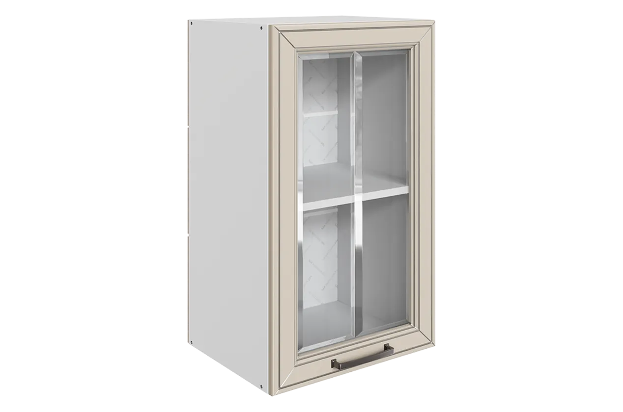 Атланта Шкаф навесной L400 Н720 (1 дв. рам.) (эмаль) (белый/сливки патина платина)