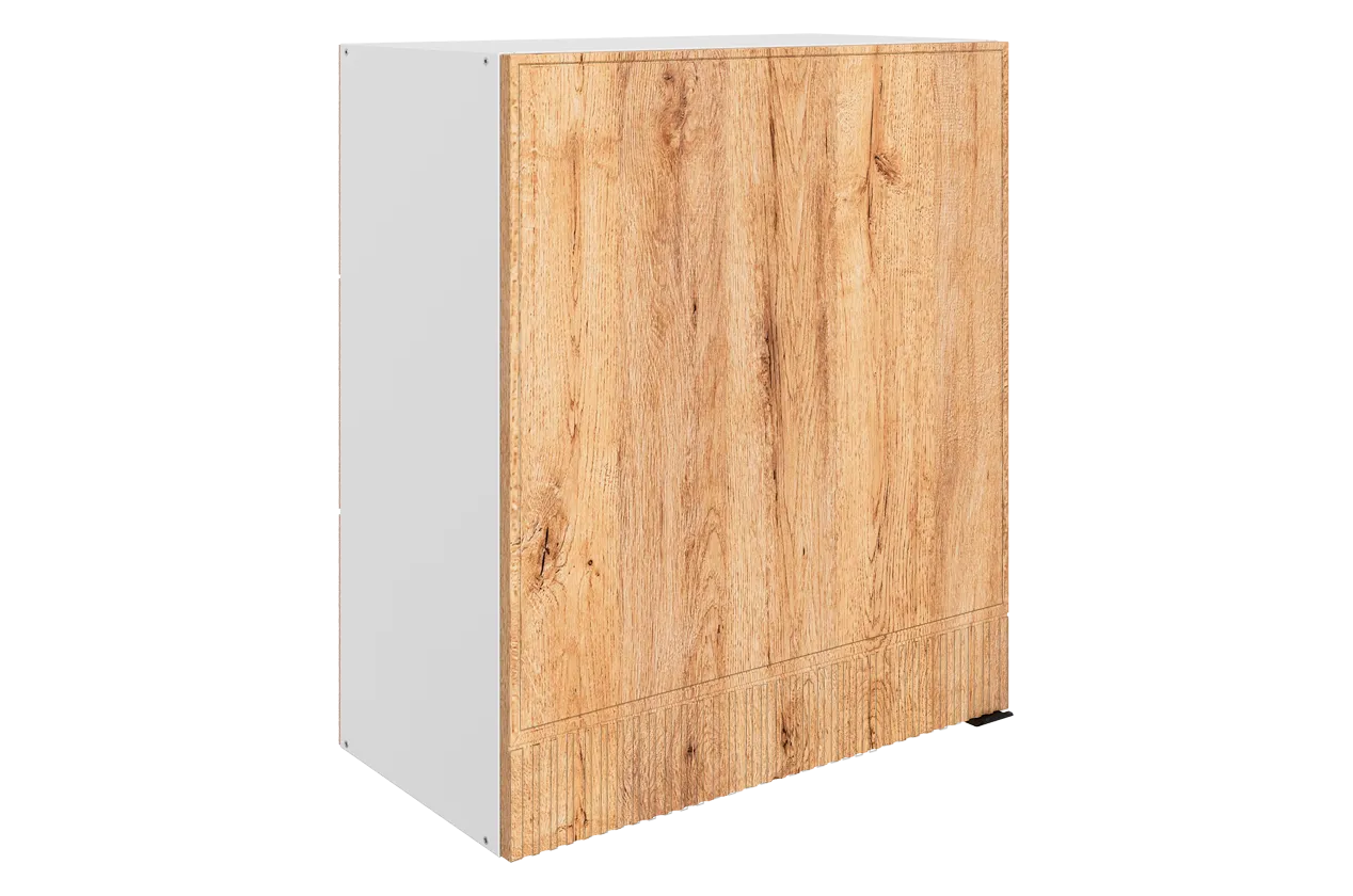 Бариста Шкаф навесной L600 Н720 (1 дв. гл.) (левый) (белый/дуб европейский матовый)