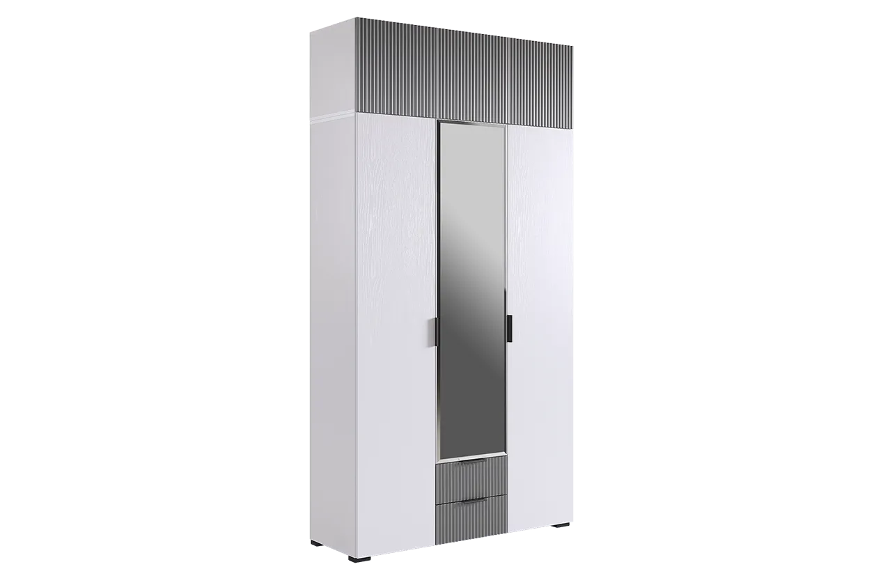 Шкаф трехдверный "Зефир К2" (белое дерево/серый (эмаль))